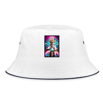 Unicorn Corgi Neon Ride - Bucket Hat - white/navy - Front