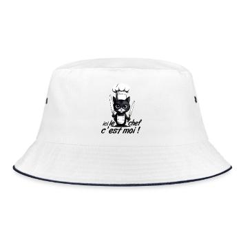 ici le chef c'est moi ! humour chat chef cuisine - Bob - blanc/marine - Devant