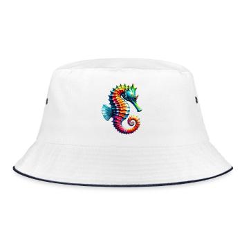 Seahorse - Bucket Hat - white/navy - Front