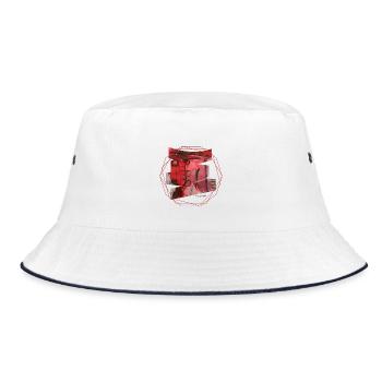 Abstract Art in Red and Black - Bucket Hat - white/navy - Front