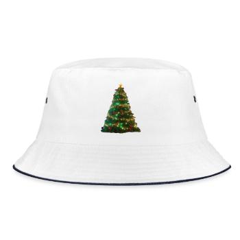 Funkelnde Weihnachtsbaumlichter - Bucket Hat - Weiß/Navy - Vorne