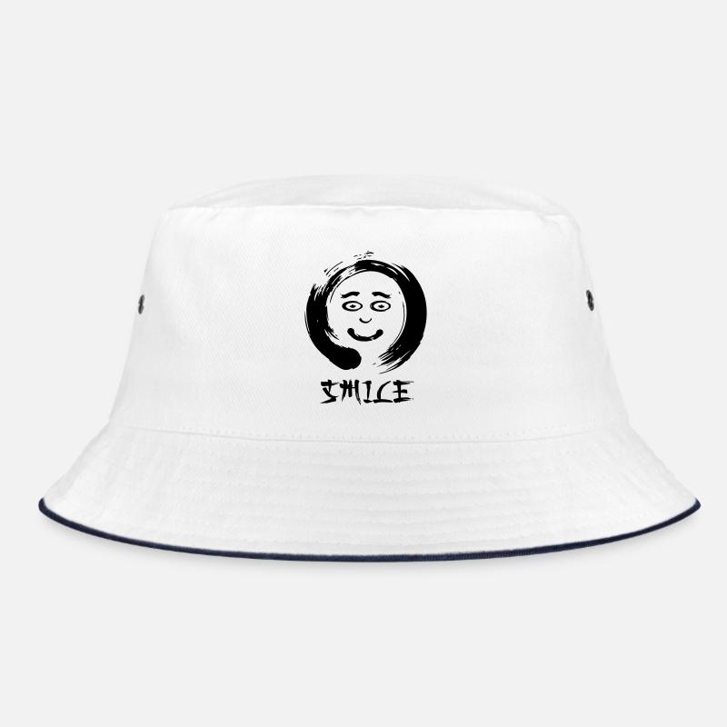 Enzo zen smiley Ensie Smile - Bucket Hat - white/navy