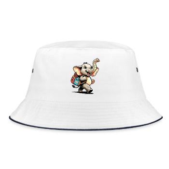Tiny Trekker: The Jolly Elephant - Bucket Hat - white/navy - Front