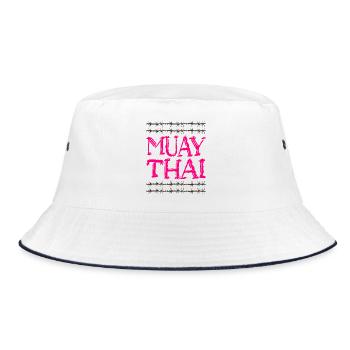 Muay Thai - Conception de police cool avec fil de fer barbelé - Bob - blanc/marine - Devant