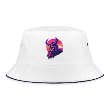 Viking synthwave 3 - Bucket Hat - white/navy - Front