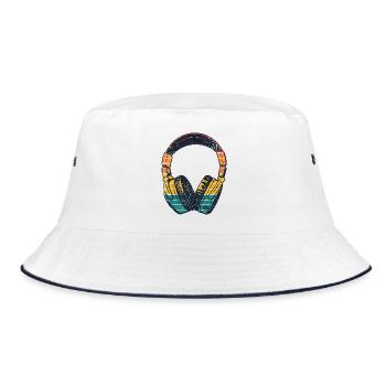 Retro Beathead Headphones - Bucket Hat - white/navy - Front