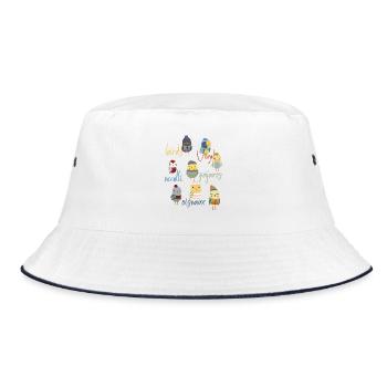 Kinderillustration von Vögeln in Karikatur - Bucket Hat - Weiß/Navy - Vorne