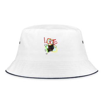 "Cat 2LovE" by Acryl Gallery & Design - Bucket Hat - white/navy - Front