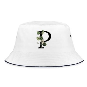 Letter P Green Botany - Bucket Hat - white/navy - Front