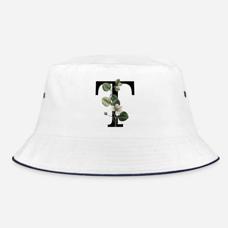 Green Botanical Letter T Bucket Hat