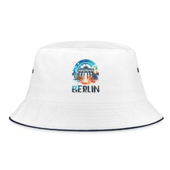 Berlin City Brilliance: Vibrant Cityscape Art - Bucket Hat - white/navy - Front