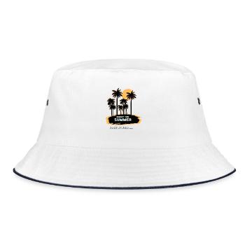 Enjoy the summer - Palm Beach Summer Holiday Sun - Bucket Hat - Weiß/Navy - Vorne