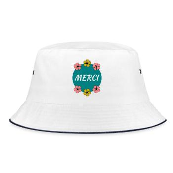 GELIEBTE. VIELEN DANK. DANKE HERRIN - Bucket Hat - Weiß/Navy - Vorne