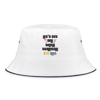 LGBTQ Pride Month - Let's Get One Thing Straight. - Bucket Hat - white/navy - Front