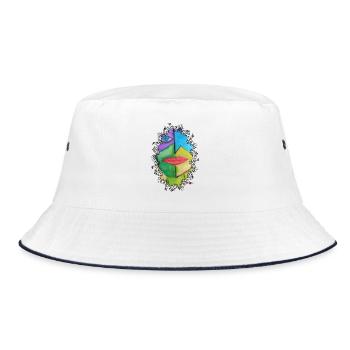 Abstract Colorful Face Portrait - Bucket Hat - white/navy - Front