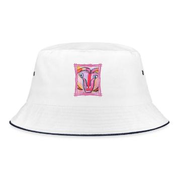 Widder Tierkreis - Farbenfrohe expressionistische Kunst - Bucket Hat - Weiß/Navy - Vorne