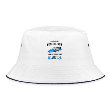 Boot - Ich brauche keine Therapie, nur mein Boot - Bucket Hat - Weiß/Navy - Vorne