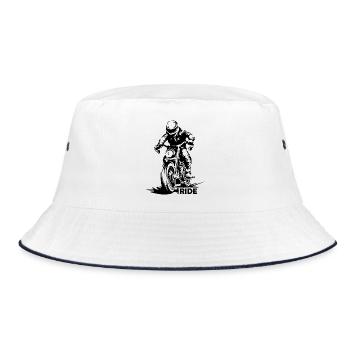 Motorcycle Racing Caferacer Ride Biker Streetfighter - Bucket Hat - white/navy - Front