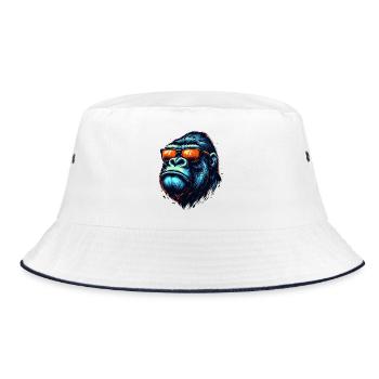 Gorillas mit Sonnenbrille - Bucket Hat - Weiß/Navy - Vorne