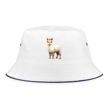niedliches Lamaklasse Design Klassentier Lama - Bucket Hat - Weiß/Navy - Vorne