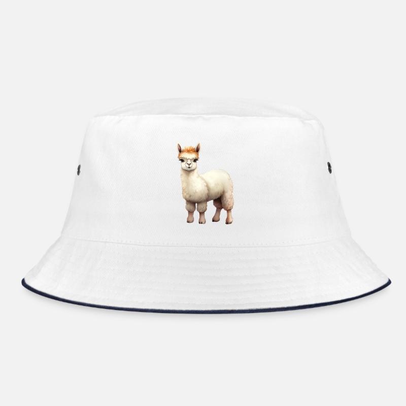 Cute Llama Class Design Class Animal Llama - Bucket Hat - white/navy