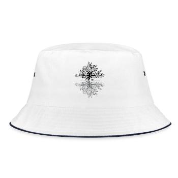 Tree Reflection Forest Nature Protection Outdoor Love - Bucket Hat - white/navy - Front