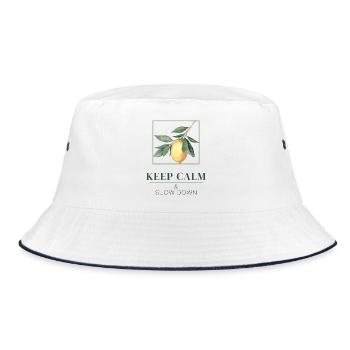 Keep Calm & Slow Down - Bucket Hat - Weiß/Navy - Vorne
