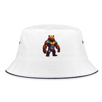 Futuristischer Bärenkrieger - Bucket Hat - Weiß/Navy - Vorne