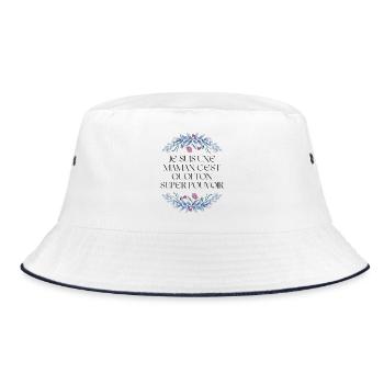 Ich bin eine Mutter, was ist deine Superkraft? - Bucket Hat - Weiß/Navy - Vorne
