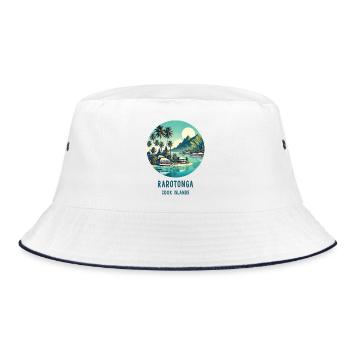 Parotonga Cook Islands sea palm trees - Bucket Hat - white/navy - Front