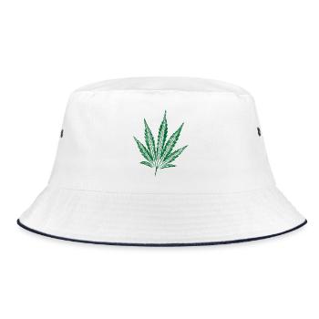 Cannabis Blatt - Bucket Hat - Weiß/Navy - Vorne