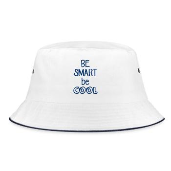 Be Smart be COOL - Lustiger Spruch - Coole Sprüche - Bucket Hat - Weiß/Navy - Vorne