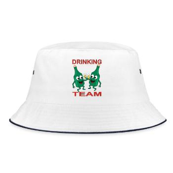 Verschmitzte Bierflaschen Trinkteam - Bucket Hat - Weiß/Navy - Vorne