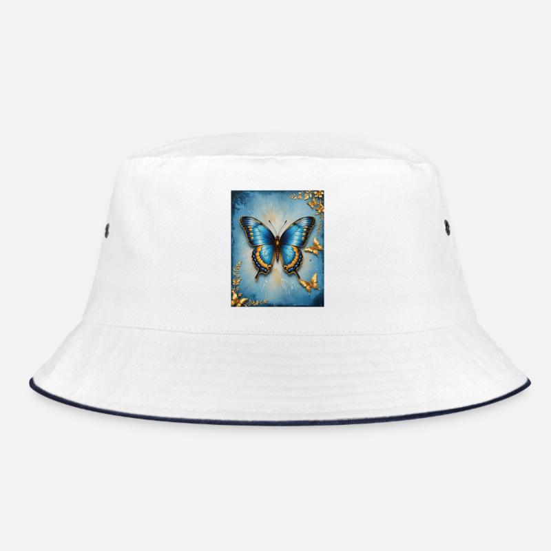 Azurblauer Schmetterling mit Goldakzenten Bucket Hat