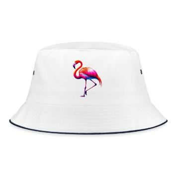 Flamingo - Bucket Hat - Weiß/Navy - Vorne