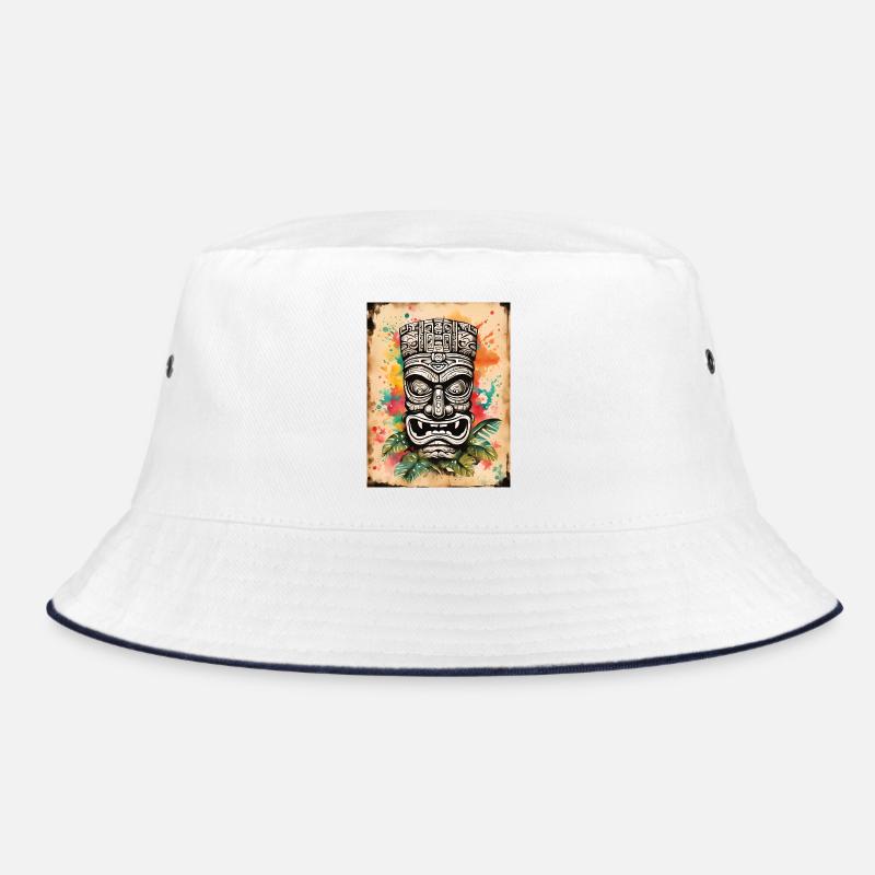 Tiki mask splash art Bucket Hat