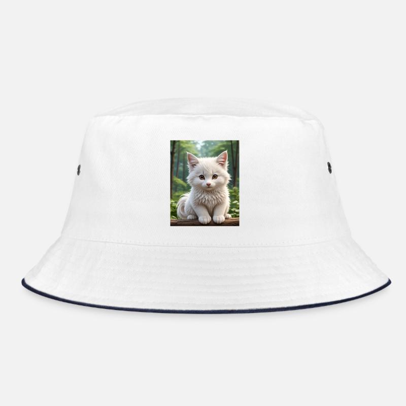 Cute Cat - Bucket Hat - white/navy