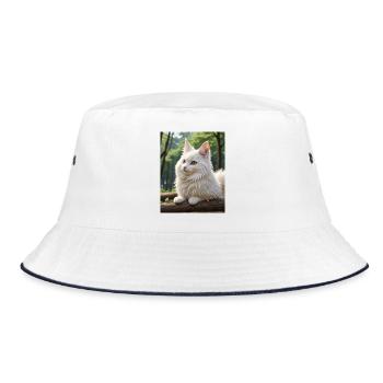 Cute Cat - Bucket Hat - white/navy - Front