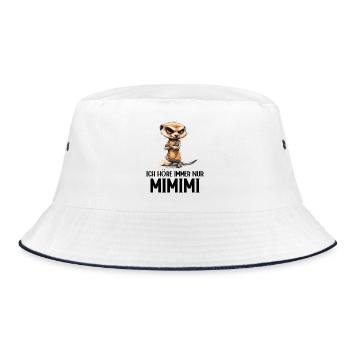 Erdmännchen Mangusten Mungo Ich höre immer Mimimi - Bucket Hat - Weiß/Navy - Vorne