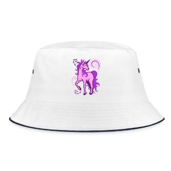Einhorn individuell 3farbig SVG - Bucket Hat - Weiß/Navy - Vorne
