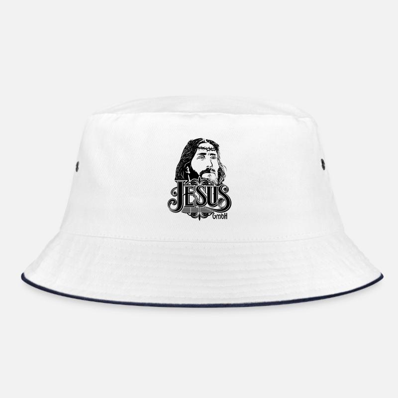 Jesus Kopf mit Schrift 2 - Bucket Hat - Weiß/Navy