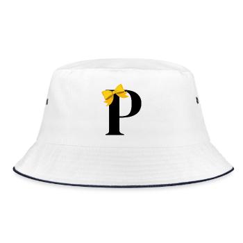 Letter p yellow bow - Bucket Hat - white/navy - Front