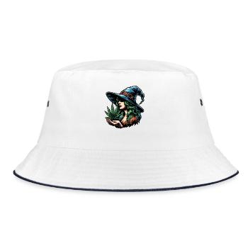 Sorcière avec de la marijuana - design de cannabis cool - Bob - blanc/marine - Devant