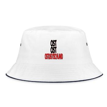 Osten Ossi DDR Ost stolz Trabi Geschenk Nostalgie - Bucket Hat - Weiß/Navy - Vorne