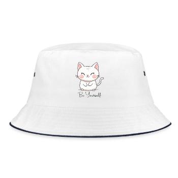 Cat Be Yourself Be Yourself Love Motivation - Bucket Hat - white/navy - Front