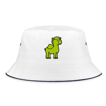 Kamel Comic - Bucket Hat - Weiß/Navy - Vorne