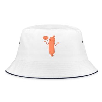 Wurst Bockwurst - Weil's wurscht is - Bucket Hat - Weiß/Navy - Vorne