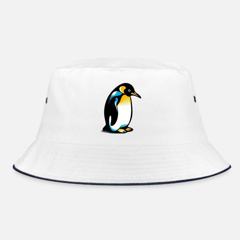 Pinguin - Bucket Hat - Weiß/Navy