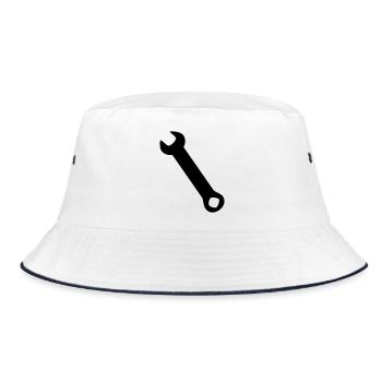 Schraubenschlüssel Silhoue - Bucket Hat - Weiß/Navy - Vorne