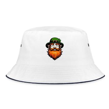 Irischer Kobold Irland - Bucket Hat - Weiß/Navy - Vorne